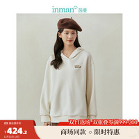 茵曼(INMAN)茵曼连帽休闲绒感卫衣女装长袖宽松上衣 米白色 S