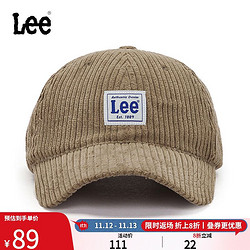 Lee 韩国设计灯芯绒LOGO男女同款时尚潮流休闲棒球帽LUA00648多色 驼色 F