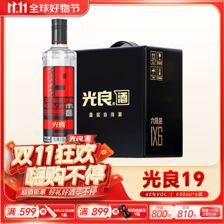 光良 19系列 42度 纯粮浓香型白酒自饮聚会五种粮食酿造  42%vol 500mL 6瓶 整箱装