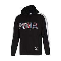 补贴购：PUMA 彪马 时尚拼色纯棉亲肤防风大LOGO 男款连帽针织套头衫运动卫衣