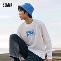 Semir 森马 长袖T恤男新款重磅流行时尚个性2023秋季字母印花宽松上衣潮