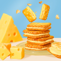 88vipthreesquirrels三只松鼠芝士味芝士夹心饼干食品108g3袋网红休闲