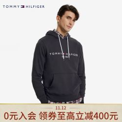 TOMMY HILFIGER 汤米·希尔费格 秋冬男女同款纯棉字母刺绣亚洲版连帽套头卫衣MW0MW12050 黑色BDS XS