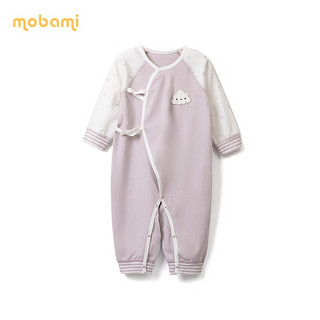 mobami 摩芭米 春秋全棉婴儿衣服连体衣新生儿连体衣和尚服满月礼物 紫色 66cm