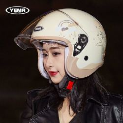 yema野马3c认证摩托电动车头盔男女士通用四季款冬季半盔电瓶车安全帽