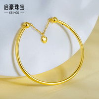 移动端、京东百亿补贴：启豪 足金999黄金手镯女款光面圆管爱心手镯时尚精致计价送女朋友礼物 约6.8g（按实重多退少补）