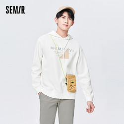 Semir 森马 卫衣男秋季时尚校园风精致刺绣秋装上衣合体微落肩套头连帽衫