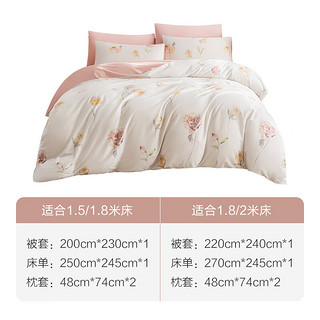 京东京造 40支新疆棉A类床上四件套 梦之花园系列 1.5米床 蔷薇
