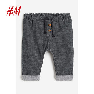 H&M 童装男童裤子时髦棉质灯芯绒保暖外穿0746260 海军蓝 90/50