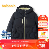 巴拉巴拉【CHENPENG联名商场同款】女童羽绒服冬季23童装大童外套 黑色90001 110cm