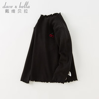 戴维贝拉（DAVE＆BELLA）儿童t恤中大童打底衫女童上衣小童套头衫宝宝衣服秋冬童装 黑色 150cm(身高140-150cm)