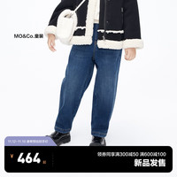 little MO&Co.加绒 little moco童装23冬装男女童松紧腰保暖直筒牛仔长裤 牛仔蓝色 110/53