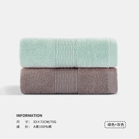 三利毛巾纯棉夏季家用吸水速干男女全棉柔软成人洗澡洗脸大人面巾 绿色+灰色