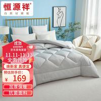 恒源祥抗菌被子秋冬加厚纤维被芯水洗棉双人四季宿舍被褥2*2.3/10斤浅灰
