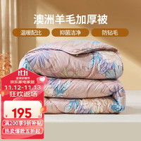 富安娜 家纺 被子秋冬进口羊毛被芯抗菌冬被冬季加厚被双人加大盖被 冬被茱丽 152*210cm