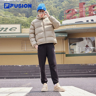 FILA FUSION斐乐潮牌款羽绒服时尚宽松连帽上衣 淡卡其-BG 160/84A/XS