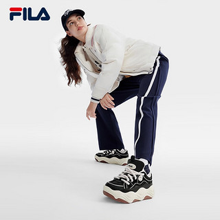 FILA 斐乐 女鞋BROOK摩登板鞋2023冬流沙鞋时尚休闲运动鞋 黑/奶白-BG 35.5