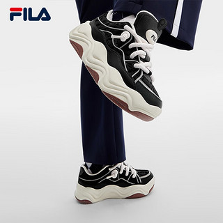 FILA 斐乐 女鞋BROOK摩登板鞋2023冬流沙鞋时尚休闲运动鞋 黑/奶白-BG 35.5