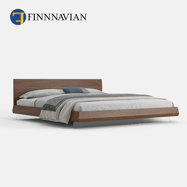 FINNNAVIAN 芬纳维亚 侘寂风极简悬浮床实木 Hover 黑胡桃现代简约别墅双人床