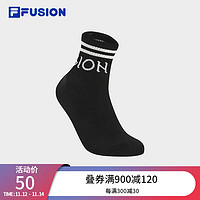 FILA 斐乐 FUSION斐乐潮牌款中腰袜时尚运动袜中筒袜 深黑-BK S