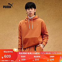 彪马（PUMA） 男女同款灯芯绒拼接宽松连帽卫衣 MMQ HOODY 623053 果醋棕-41 M(175/96A)