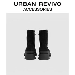 URBAN REVIVO冬季女士经典简约百搭切尔短靴UAWS30063 黑色 36
