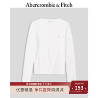 Abercrombie & Fitch 女装 美式复古内搭上衣短款圆领辣妹修身正肩长袖T恤331529-1 白色 XS (160/84A)