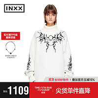 英克斯（inxx）超脱系列 时尚潮牌提花高领套头针织衫XCD4061140 白色 M