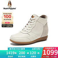 暇步士（Hush Puppies）短靴女士高帮内增高英伦风时装靴B4M12DD3 白色（绒里） 36