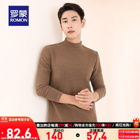 罗蒙【德绒】半高领长袖t恤男纯色保暖针织打底衫 驼色 175(120-140斤)