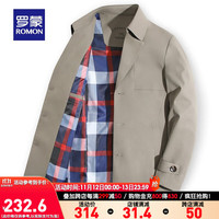 罗蒙(ROMON)男士纯色休闲西装领风衣商务简约易打理男 卡其 170
