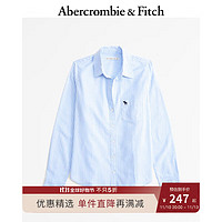 ABERCROMBIE & FITCH女装 小麋鹿白领气质通勤纯色百搭美式复古长袖衬衫 KI140-4115 浅蓝色条纹 L (165/104A)