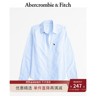 ABERCROMBIE & FITCH女装 小麋鹿白领气质通勤纯色百搭美式复古长袖衬衫 KI140-4115 浅蓝色条纹 L (165/104A)