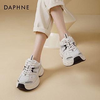 达芙妮（DAPHNE）厚底百搭老爹鞋女鞋子港风ins潮森系休闲运动鞋 米色 37