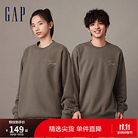 Gap 盖璞 男女装冬季2023新款碳素软磨抓绒保暖卫衣841408情侣宽松上衣 灰棕色 175/96A(L)亚洲尺码