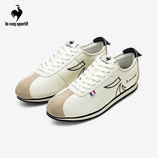 乐卡克（Le coq sportif）法国公鸡男女款低帮历史经典休闲鞋运动鞋CMT-233801 米白/麦棕/OBN 38