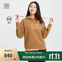 KOLON SPORT/可隆连帽卫衣 女子户外休闲运动弹力基本款内搭长袖 LKMT3WT612-CA 驼 160/S