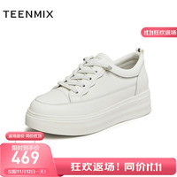 TEENMIX 天美意 2024春商场同款运动休闲时尚百搭女小白鞋BI441AM4 白色 34