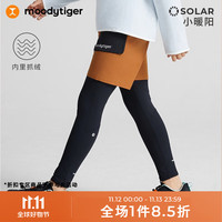 moodytiger加绒运动裤男童裤子23年冬保暖排汗假两件紧身裤|小暖阳 火星岩 110cm