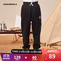 Converse 匡威童装男童保暖加绒长裤2022秋冬儿童针织休闲运动裤子 正黑色(冬季加绒) 140/60(S)