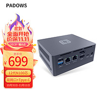 PADOWS迷你主机英特尔12代N100 mini电脑办公家用娱乐台式机（mini PC N100 Pro WiFi6 准系统无内存硬盘）