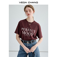 VEGA CHANG短袖t恤女夏装设计感小众字母印花T恤上衣