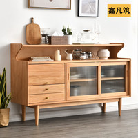友舟 客厅北欧实木餐边柜简约现代家用小户型日式茶水柜厨房组合储物柜 定制尺寸材料 双