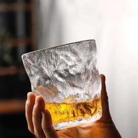 法漫玫 玻璃茶杯简约冰川纹水杯家用玻璃杯饮料杯早餐杯300ml 冰川矮杯1个300ml