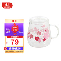andai &藍 日本制玻璃茶杯办公室耐热泡茶杯日式带盖水杯子家用