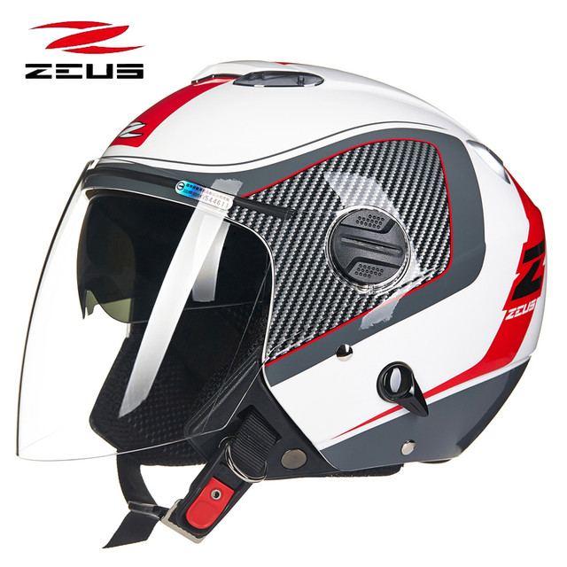 ZEUS 瑞狮 头盔男摩托车半盔春夏双镜片3C认证安全帽3/4盔四季