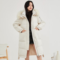 雪中飞 SNOWFLYING秋冬狐狸大毛领防风加厚中长款宽松大口袋女羽绒服
