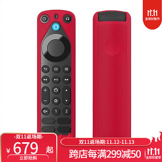 amazon 亚马逊 Alexa Voice Remote Pro蓝牙遥控器适用于Fire TV流媒体 黑色+红色套 两个可自定义的按钮