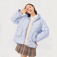Semir 森马 冬季撞色立领外套宽松云朵小香风羽绒服女