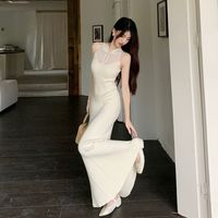 说佳新中式旗袍秋冬穿搭改良无袖针织连衣裙秋季国风气质修身包臀裙鱼 连衣裙 单 L 110120